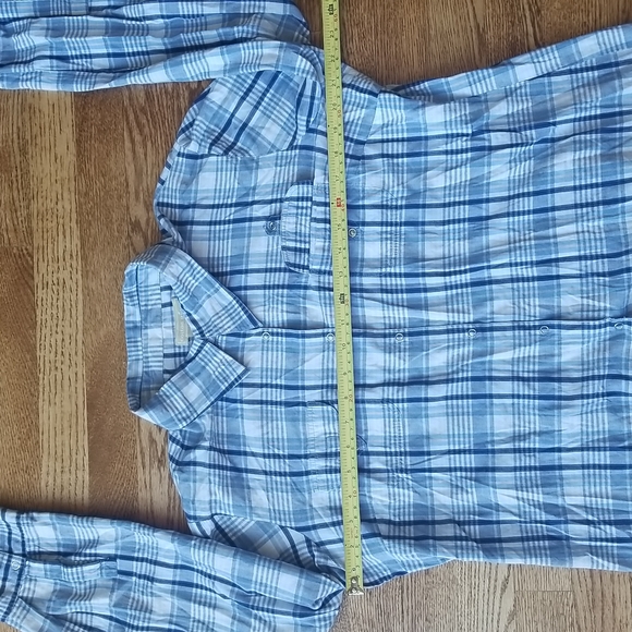 (XL) Cotton Ginny Snap Button Up To Adjustable Sleeves Plaid Print Prairie - Picture 5 of 9